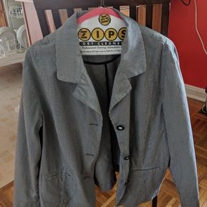 Black and White striped cotton blazer